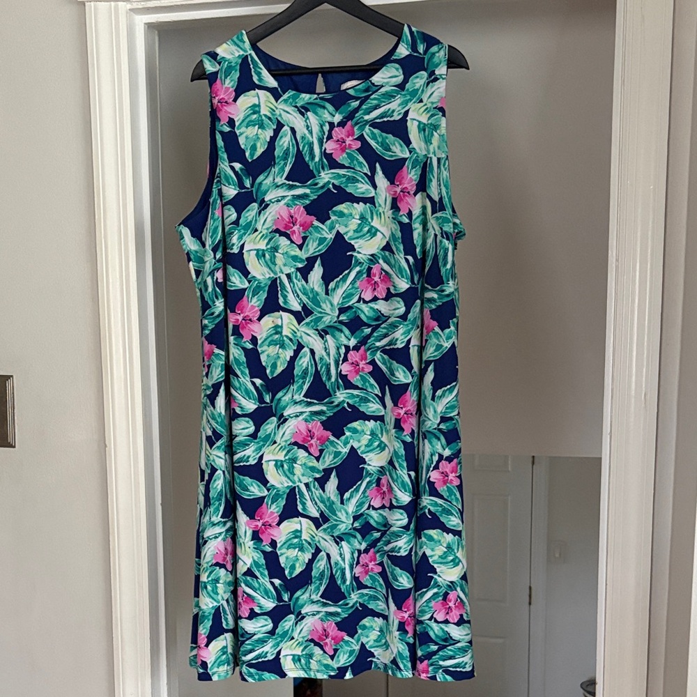 Pappagallo Tropical Print Floral Sleeveless Dress